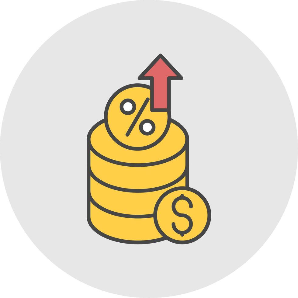 l'intérêt taux ligne rempli lumière cercle icône vecteur