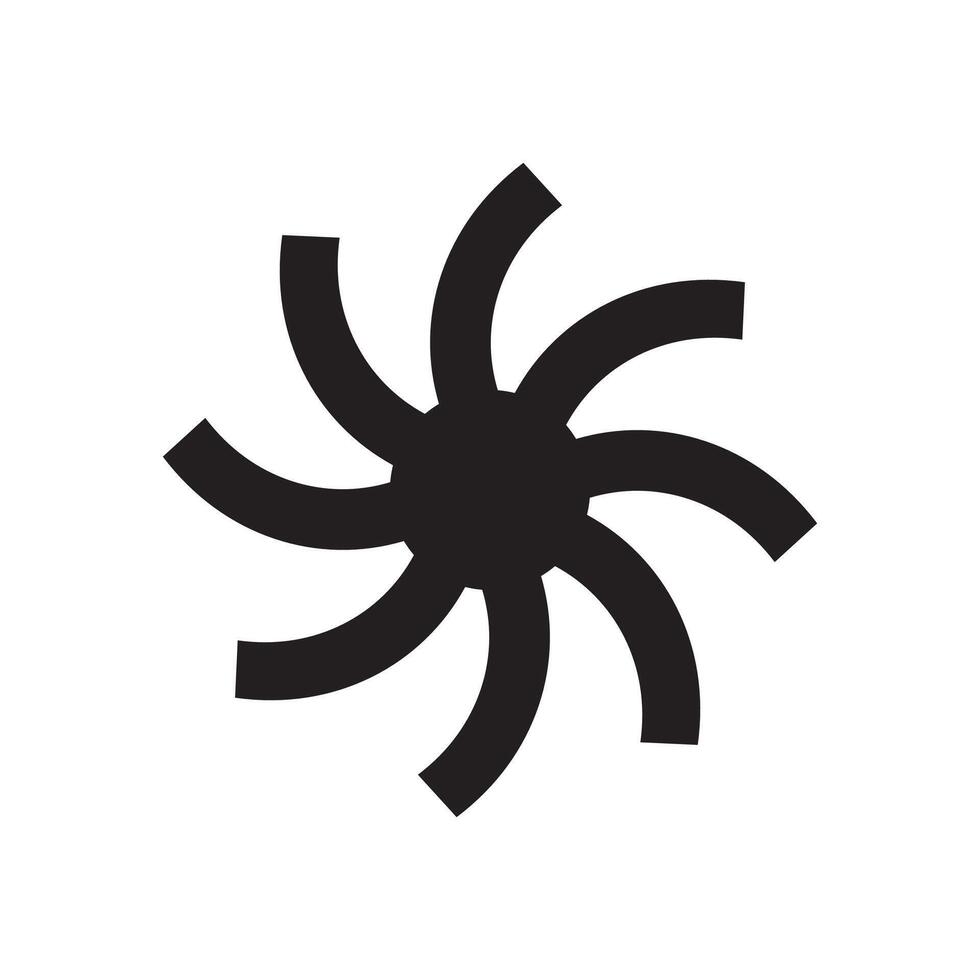 se tortiller coin accident vasculaire cérébral Soleil noir icône. une ensoleillement symbole fabriqué de incurvé carrés. isolé sur une blanc Contexte. vecteur