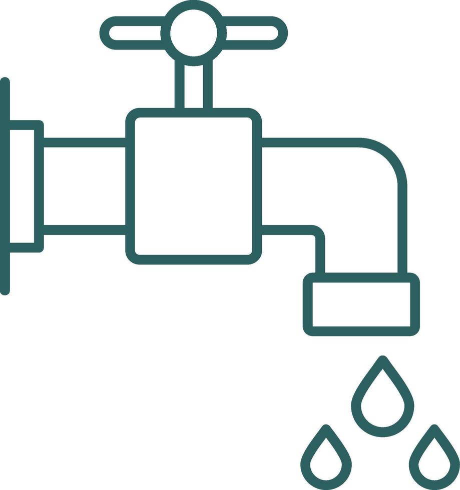 icône de dégradé de ligne de robinet d'eau vecteur