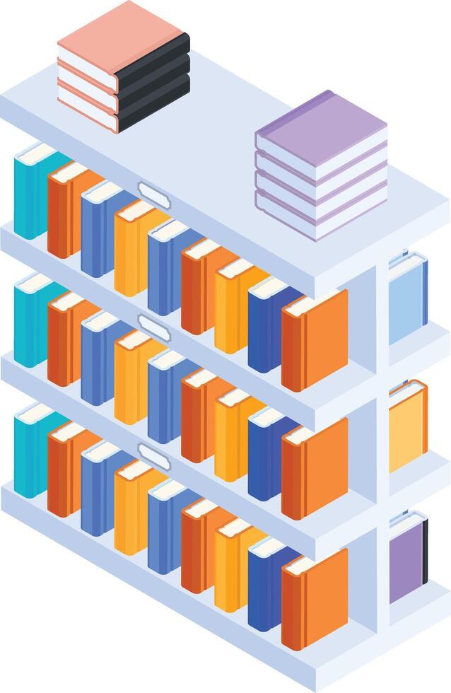 isométrique étagère à livres illustration vecteur