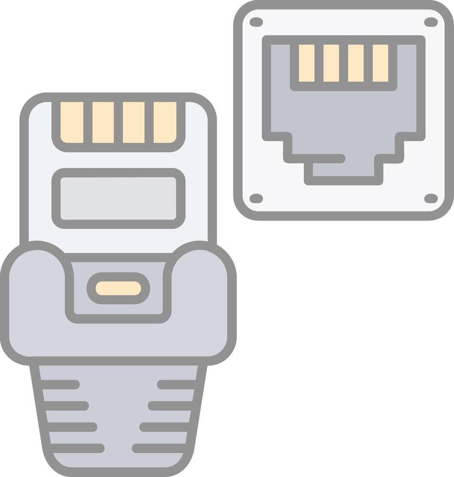 ethernet ligne rempli lumière icône vecteur