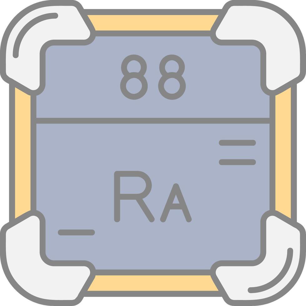 radium ligne rempli lumière icône vecteur