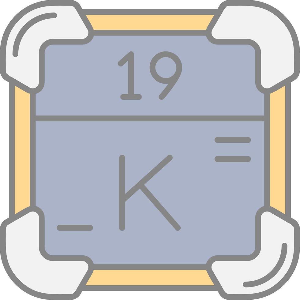 potassium ligne rempli lumière icône vecteur