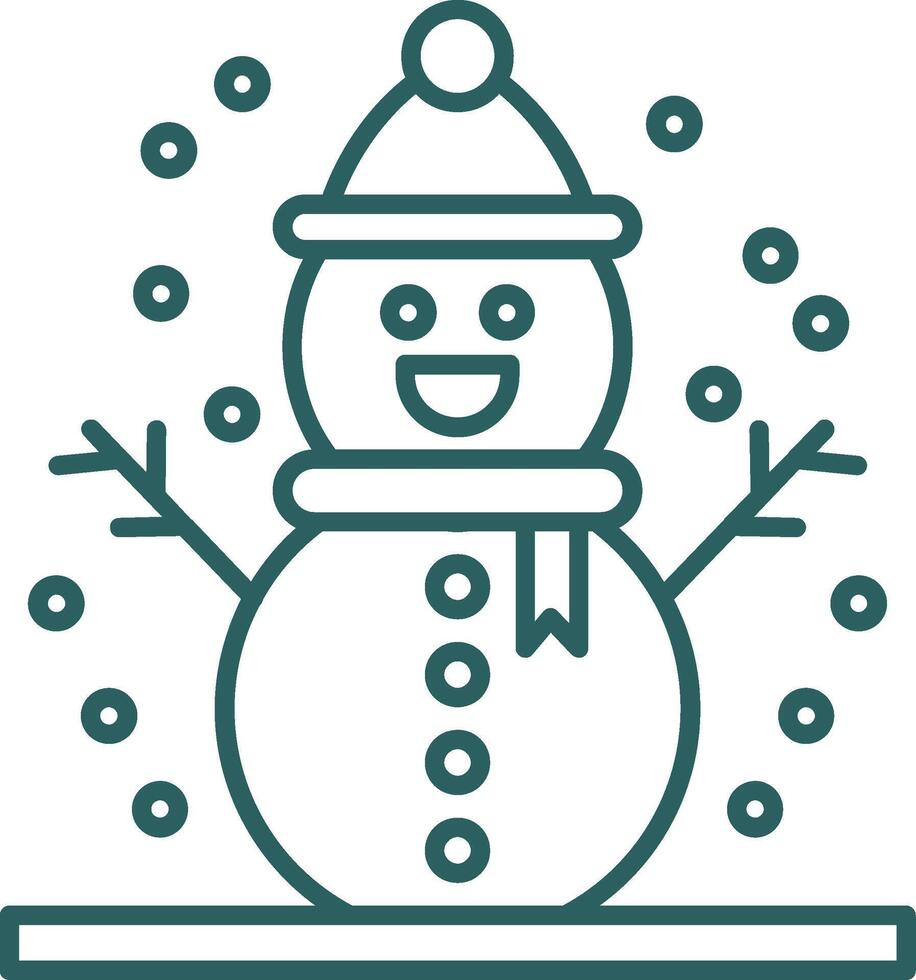icône de dégradé de ligne de bonhomme de neige vecteur