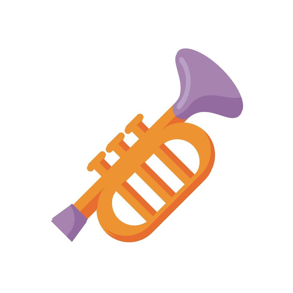 icône de style plat instrument de musique trompette vecteur