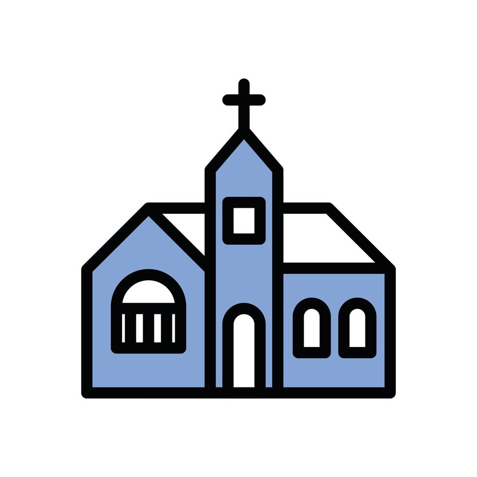 icône de façade de bâtiment catholique de l'église vecteur