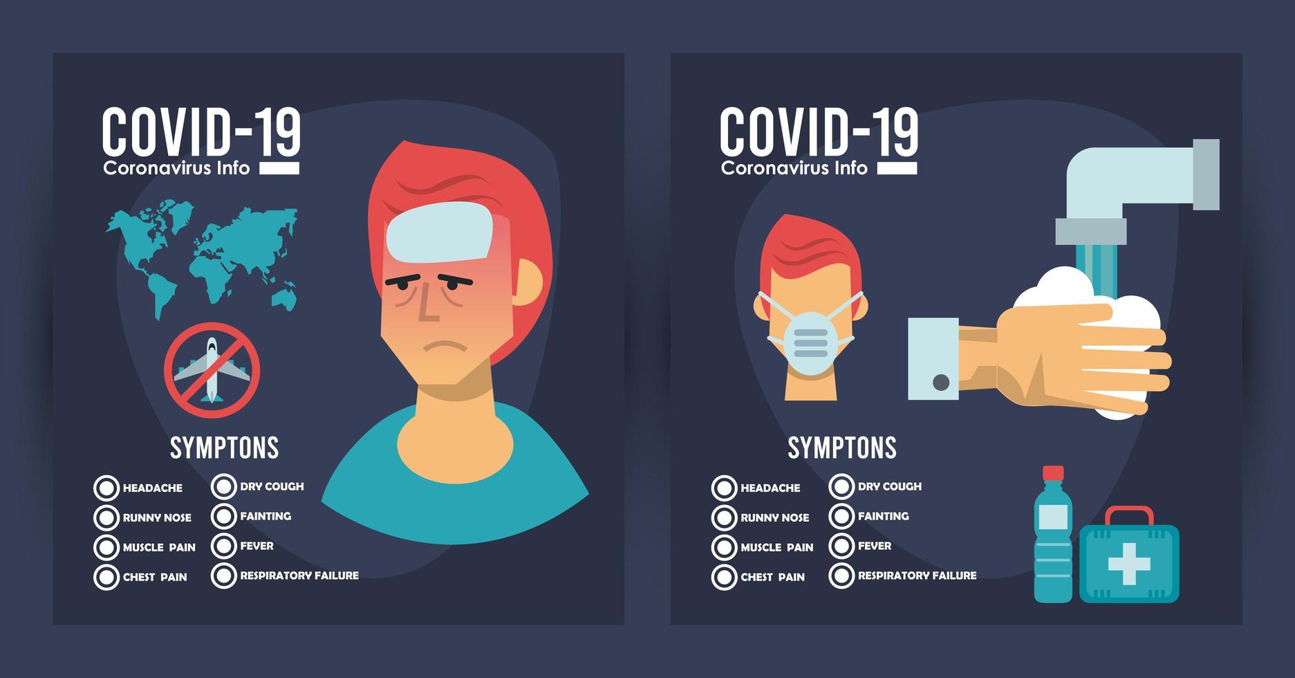 infographie du virus corona avec symptômes et méthodes de prévention vecteur