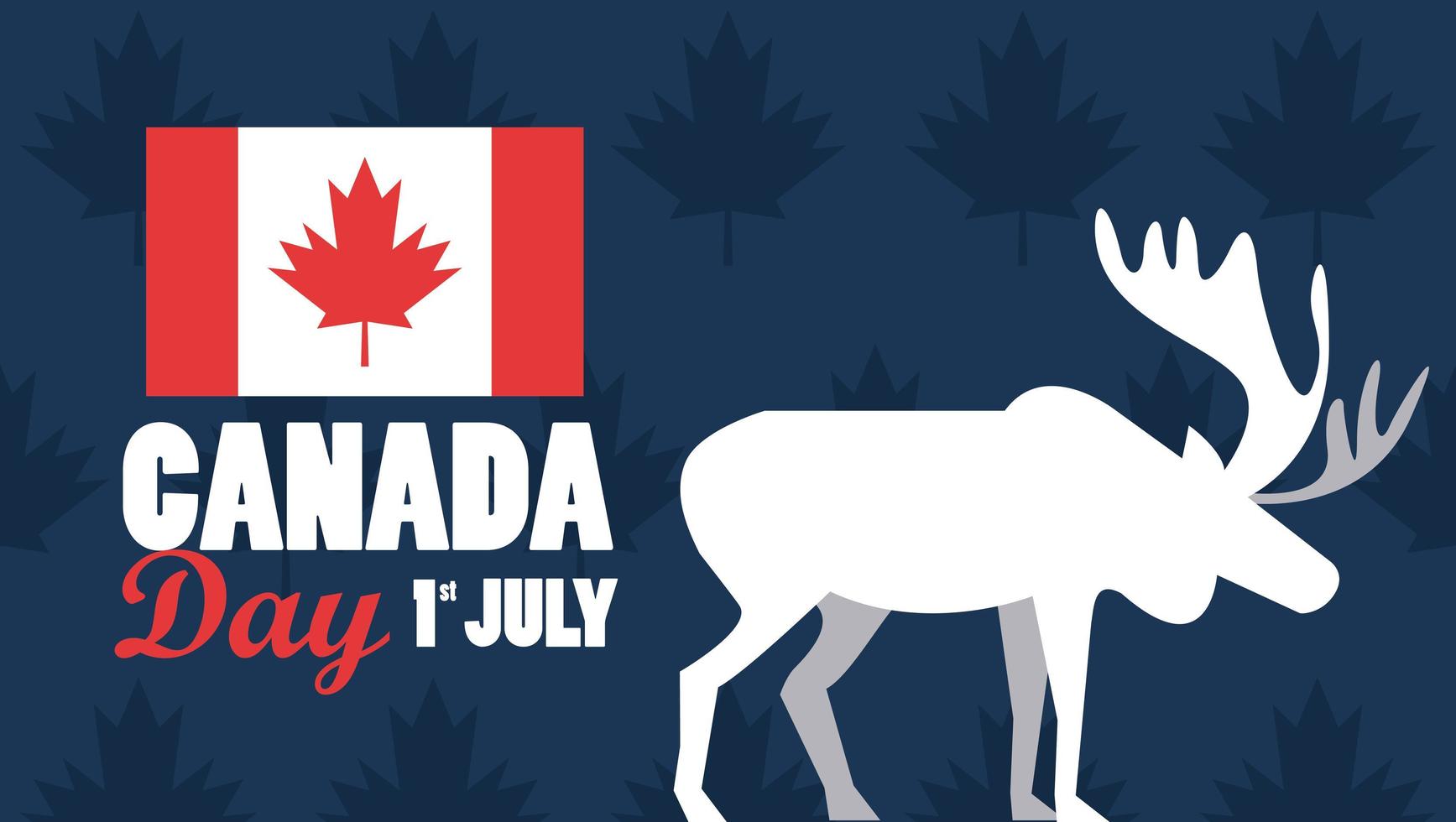 affiche de célébration de la fête du canada du premier juillet avec des rennes vecteur