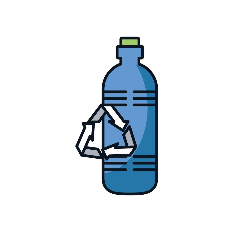 flèches recycler le symbole avec une bouteille en plastique vecteur