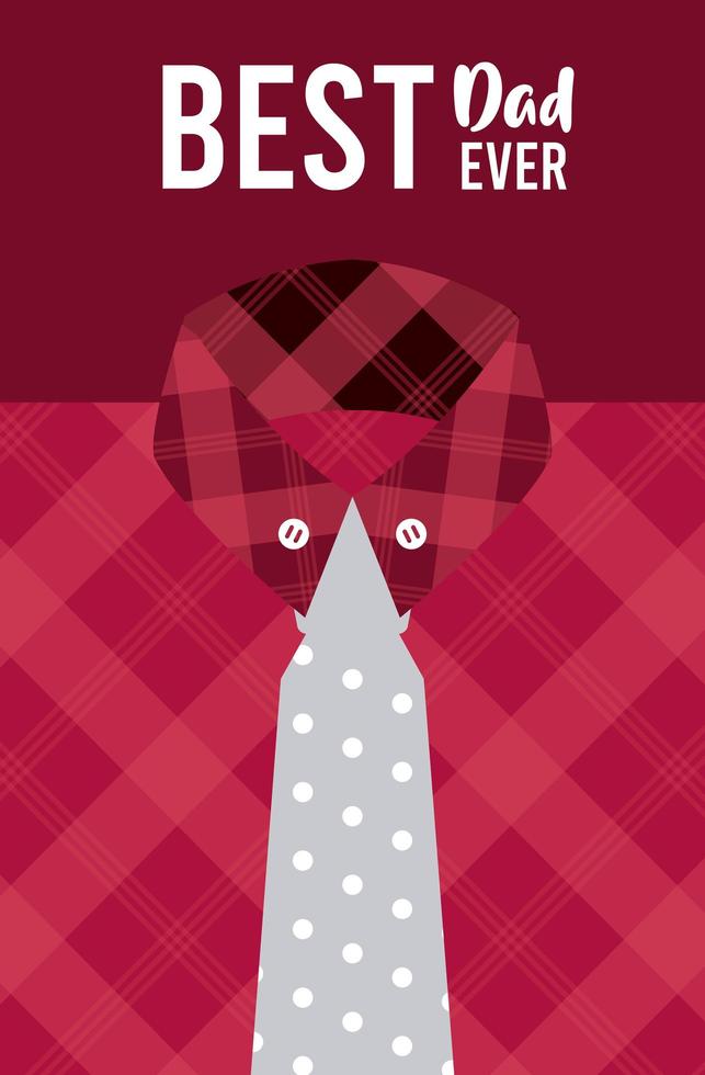 carte de fête des pères heureux avec chemise et cravate pour hommes vecteur