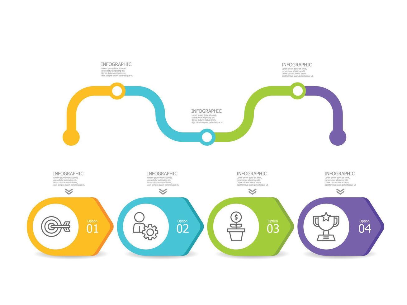 rapport sur les éléments infographiques de la chronologie horizontale vecteur