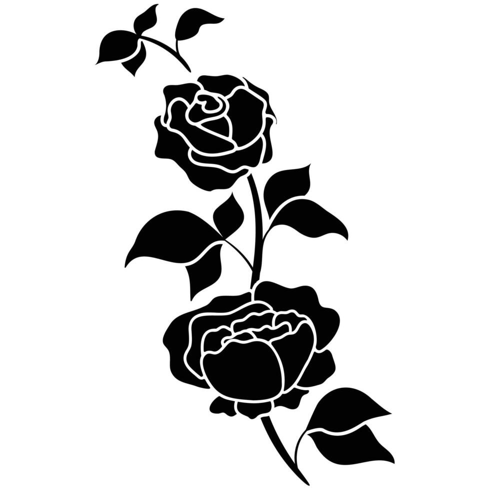 silhouette noir motif Rose fleur épanouissement décoration Contexte vecteur