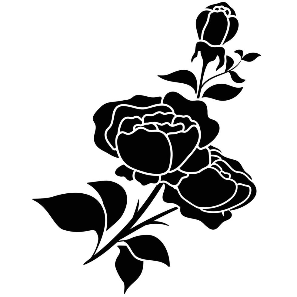 silhouette noir motif Rose fleur épanouissement décoration Contexte vecteur