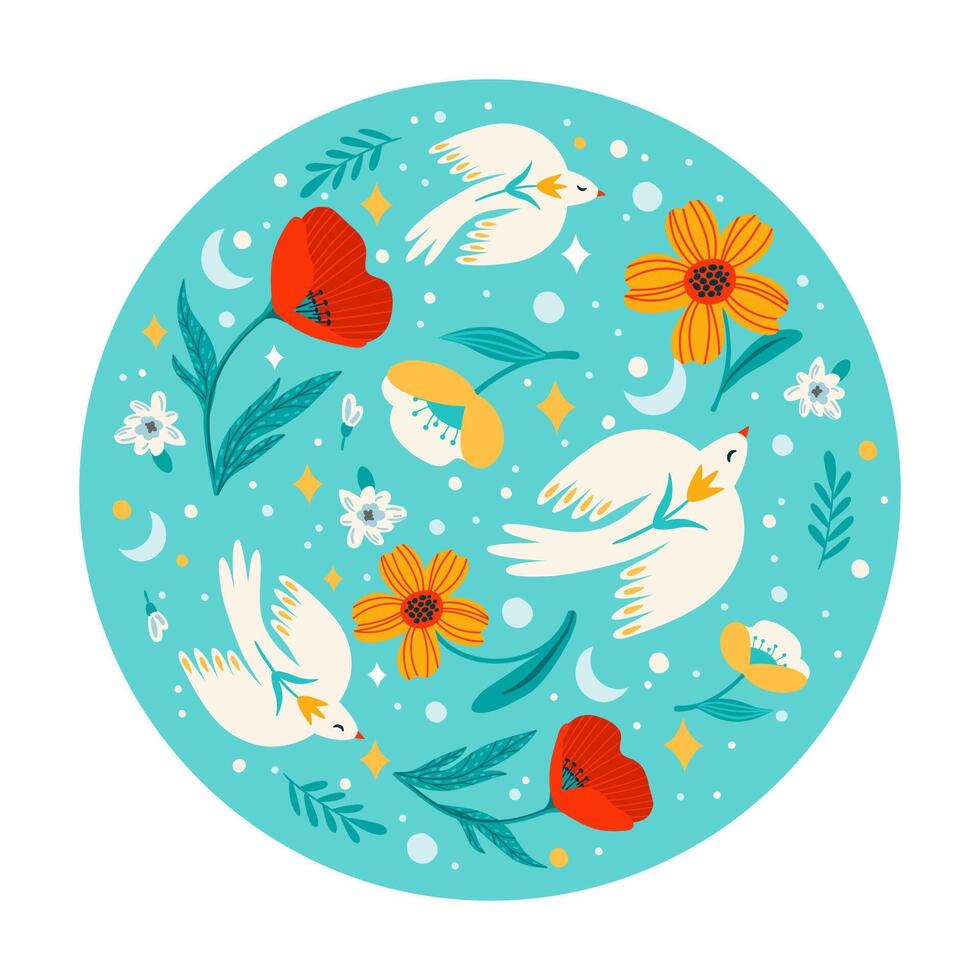 illustration avec fleurs et des oiseaux. vecteur conception concept pour international femmes s journée et autre utilisation