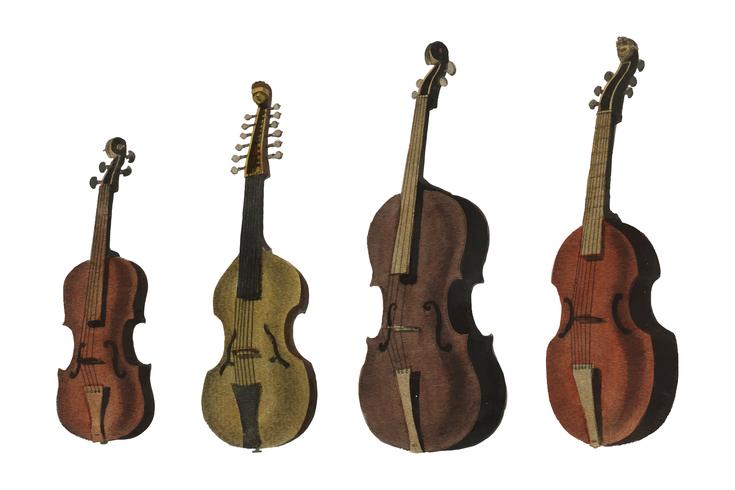 Une collection de violons, altos, altos, violoncelles anciens et plus de l’Encyclopedia Londinensis ou Dictionnaire universel des arts, des sciences et de la littérature (1810). Augmenté numériquement par rawpixel. vecteur