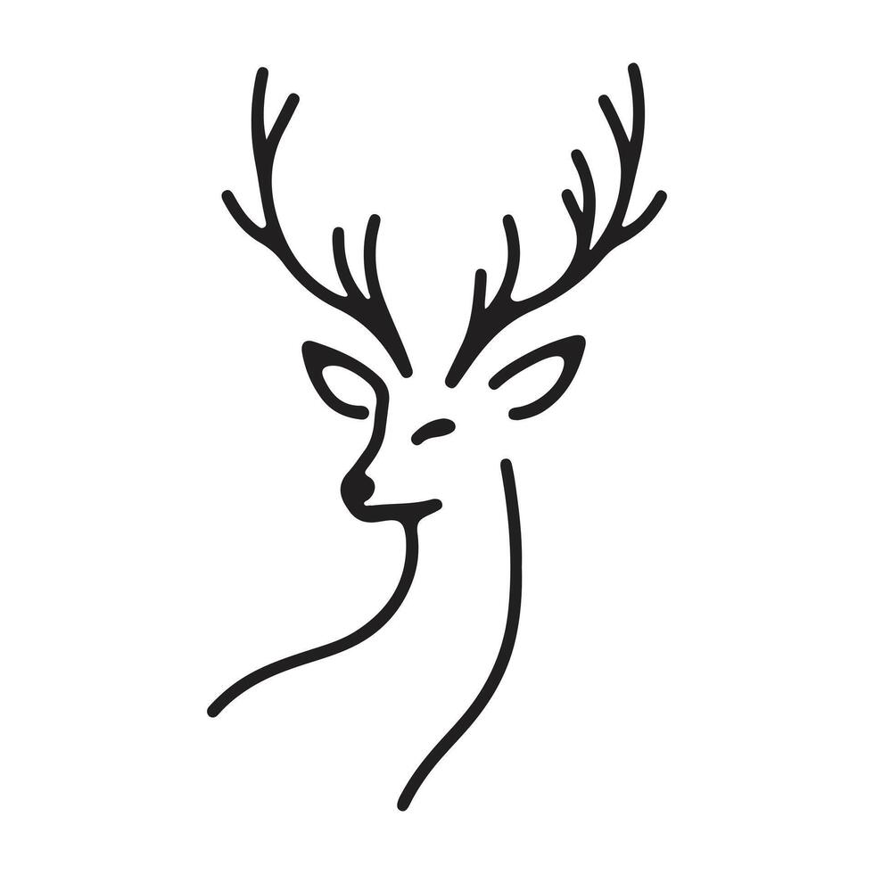 cerf visage esquisser main tiré dans griffonnage style illustration vecteur