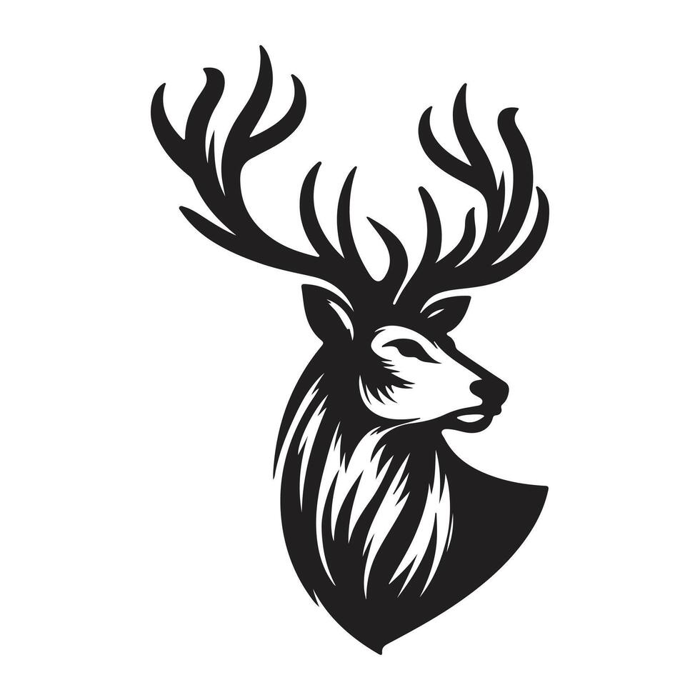 mâle cerf logo, Facile vecteur de mâle cerf, génial pour votre chasse logo, cerf logo isolé sur blanc Contexte