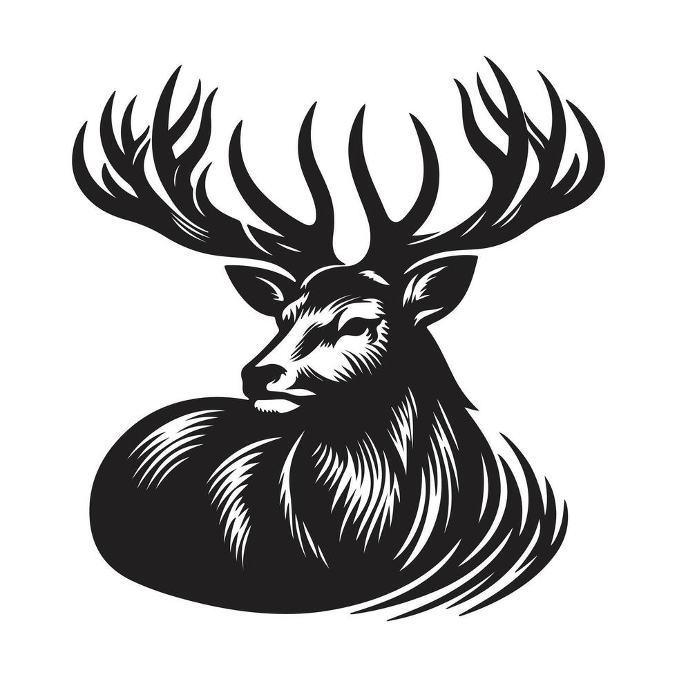 mâle cerf logo, Facile vecteur de mâle cerf, génial pour votre chasse logo, cerf logo isolé sur blanc Contexte