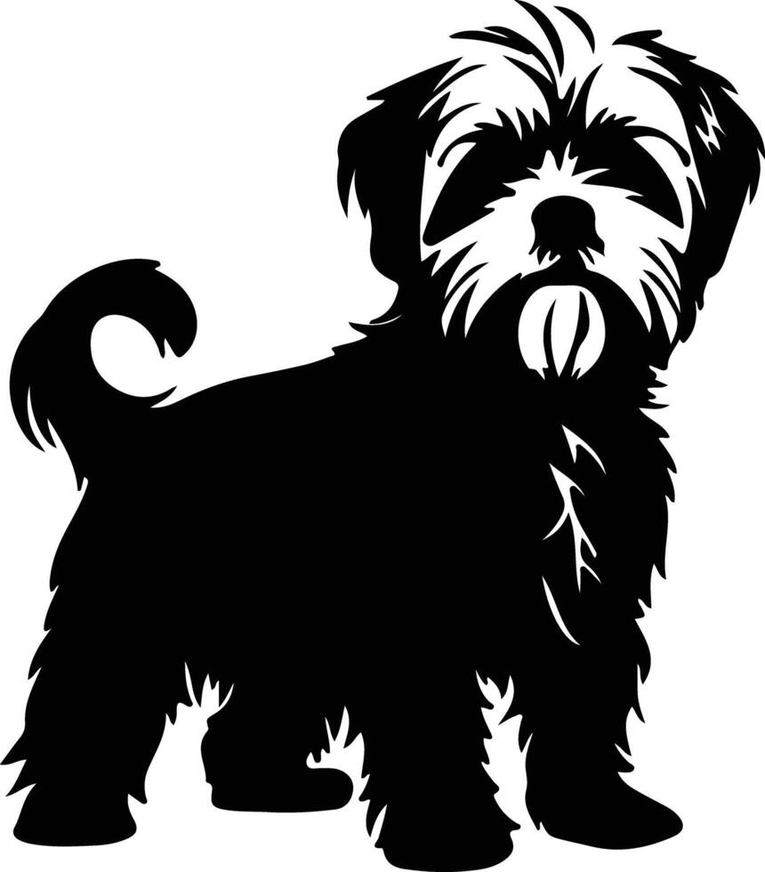 dandy Dinmont terrier noir silhouette vecteur