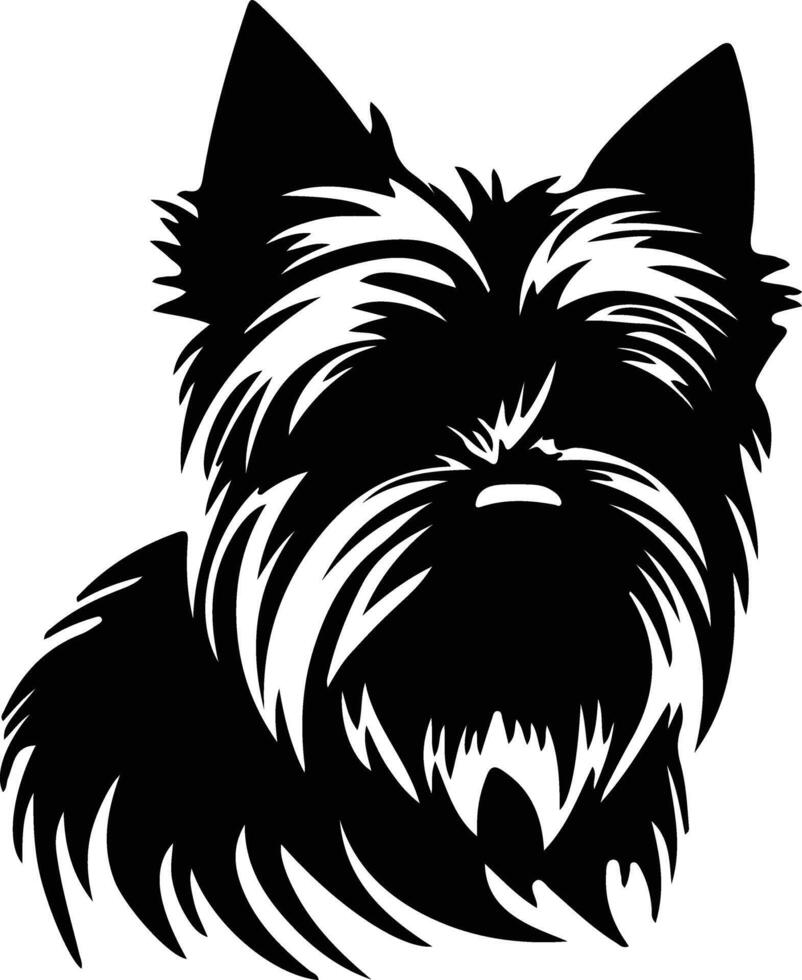 soyeux terrier noir silhouette vecteur