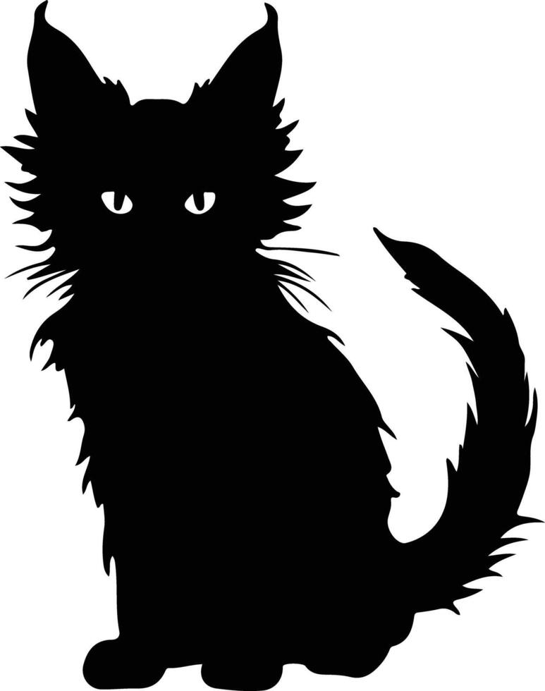 Lykoi loup-garou chat chat noir silhouette vecteur