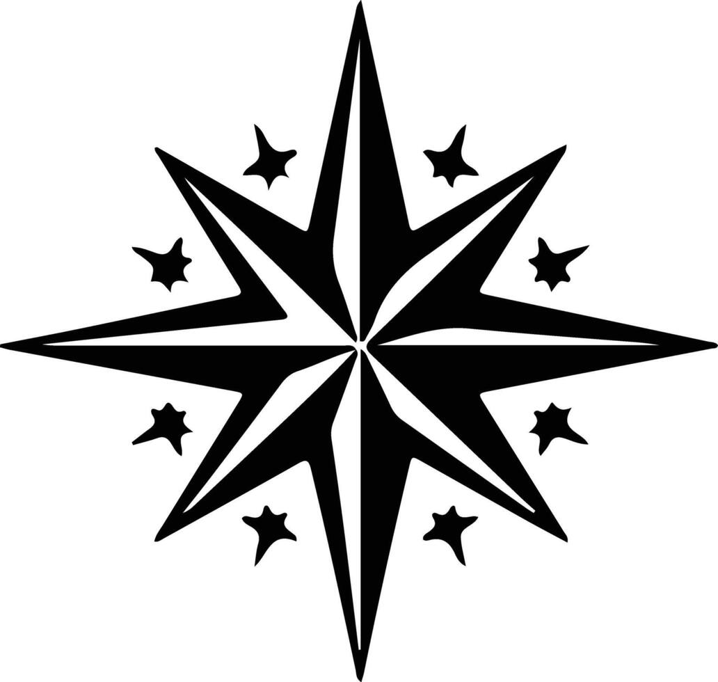 Nord étoile noir silhouette vecteur