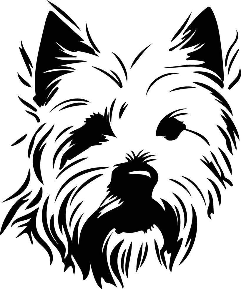 Ouest montagnes blanc terrier silhouette portrait vecteur