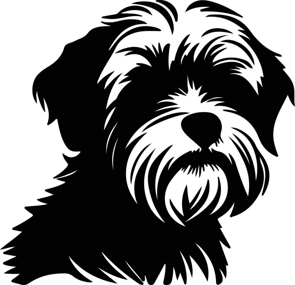 dandy Dinmont terrier silhouette portrait vecteur