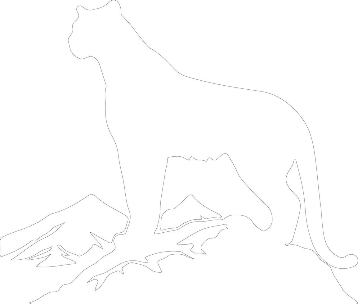 Montagne Lion contour silhouette vecteur