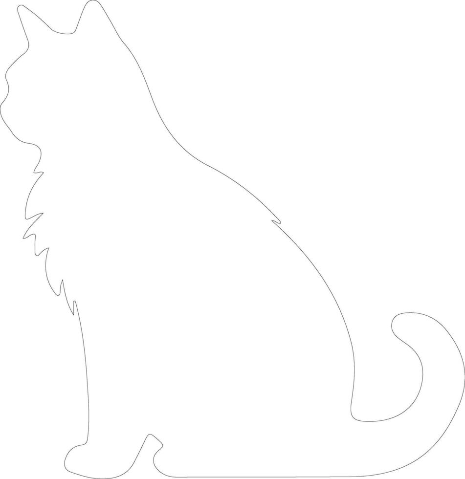 russe blanc noir et tigré chat contour silhouette vecteur