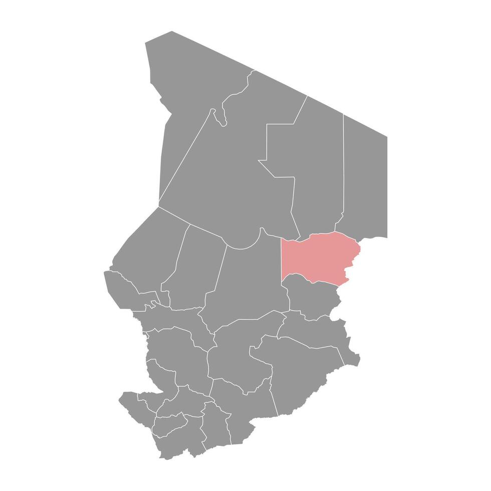 oued fira Région carte, administratif division de tchad. vecteur illustration.