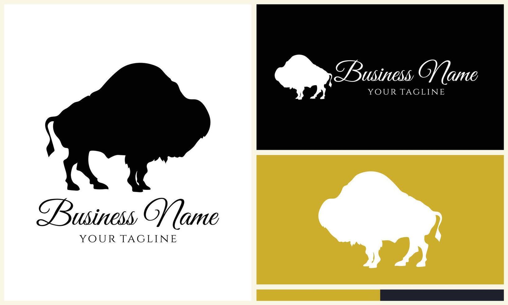 silhouette buffle taureau bison logo vecteur