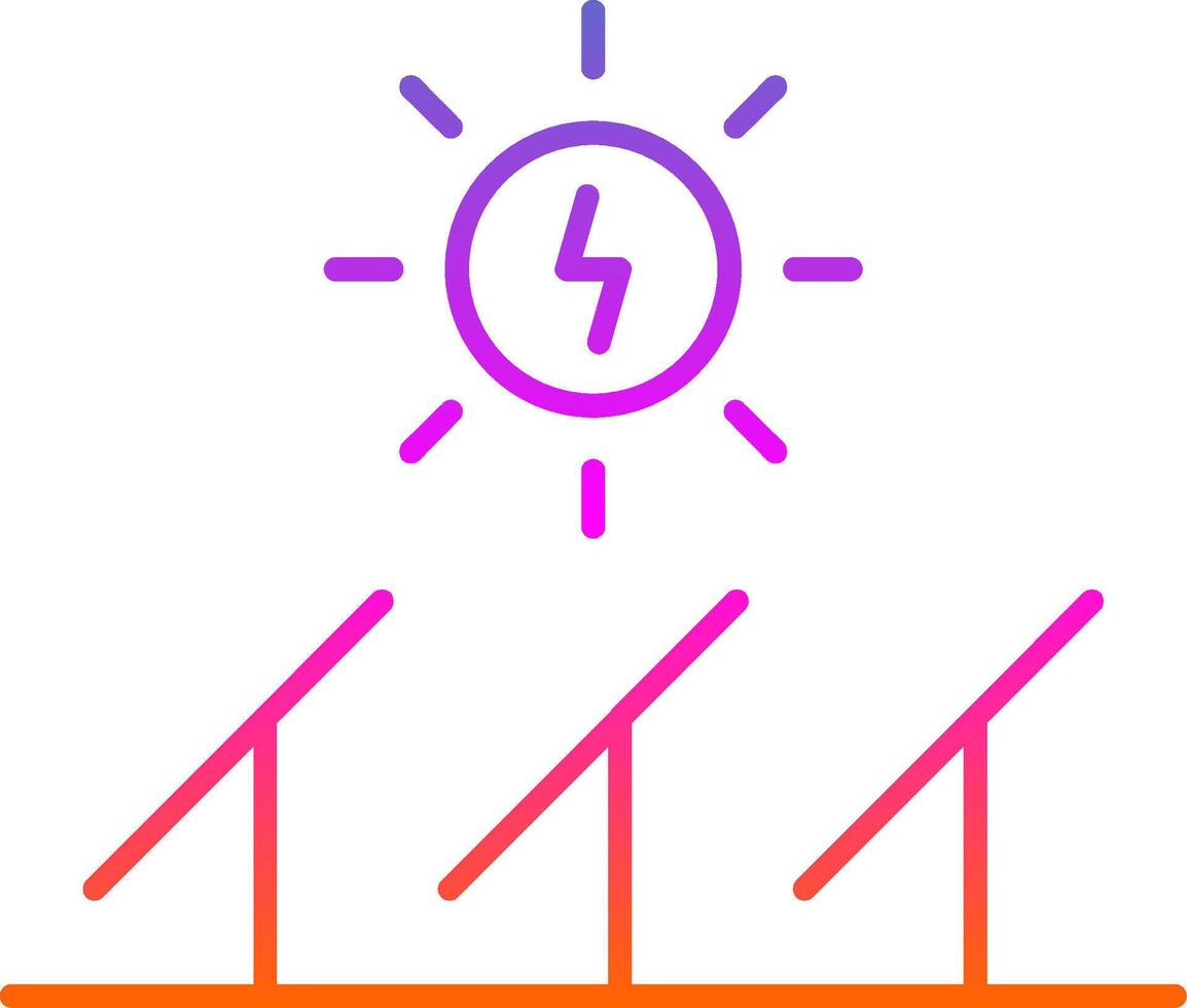 icône de gradient de ligne d'énergie solaire vecteur