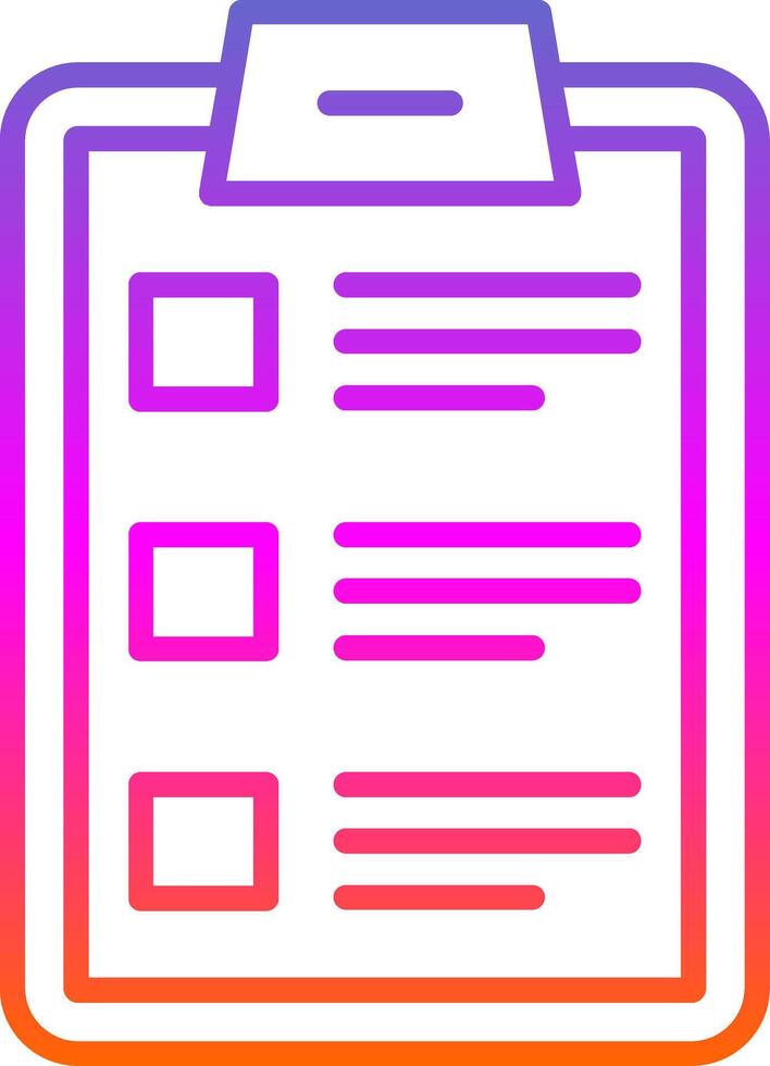 icône de dégradé de ligne de liste de contrôle vecteur