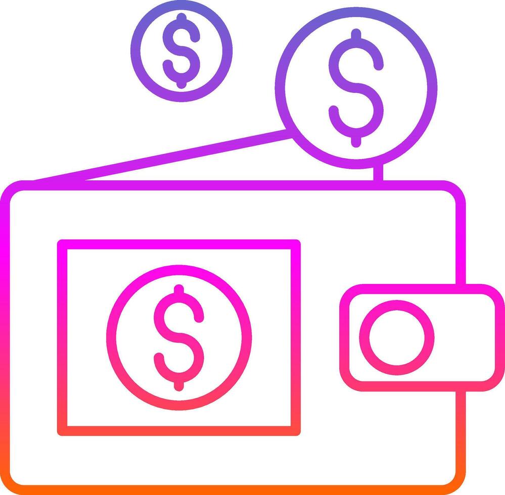 icône de dégradé de ligne de pièces de monnaie vecteur