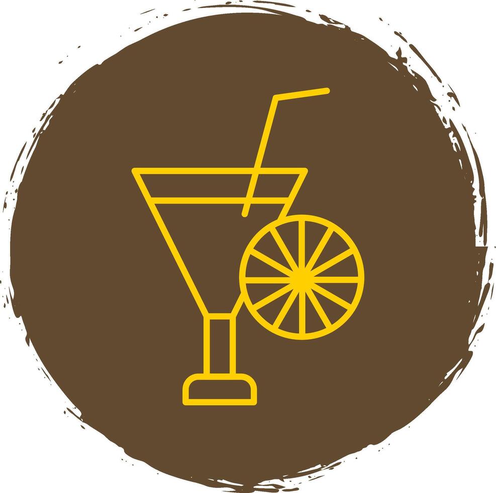 cocktail ligne cercle Jaune icône vecteur