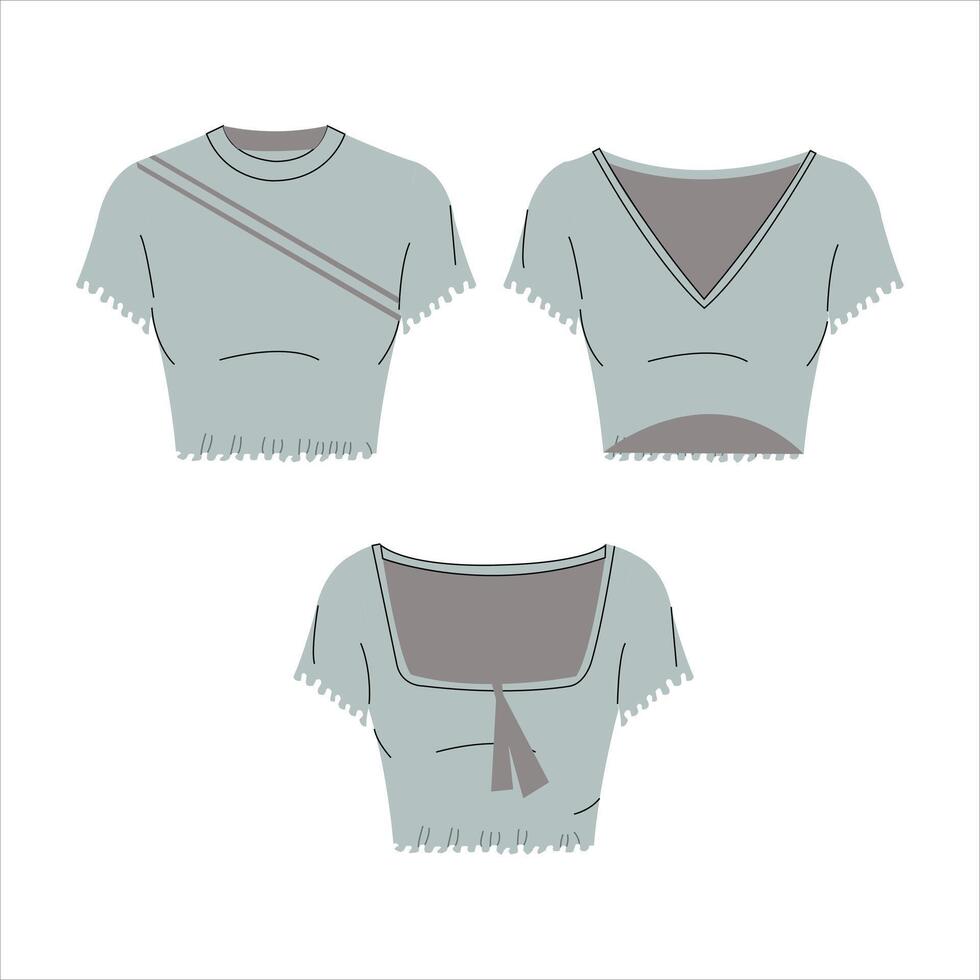 vecteur décontractée tai style gris surgir Haut technique mode illustration salade ourlet T-shirt