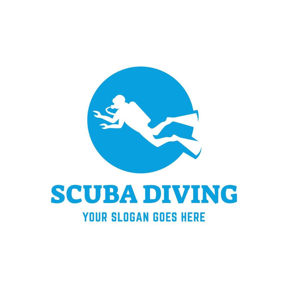 conception de logo de plongée sous-marine, parfaite pour l'école de plongée et la conception de logo d'aventure sous-marine vecteur