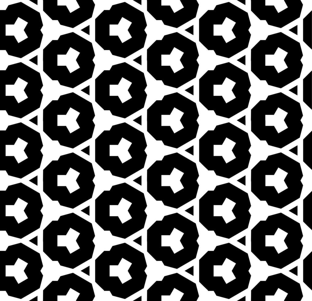 motif abstrait sans couture noir et blanc. arrière-plan et toile de fond. conception ornementale en niveaux de gris. ornements en mosaïque. illustration graphique vectorielle. vecteur