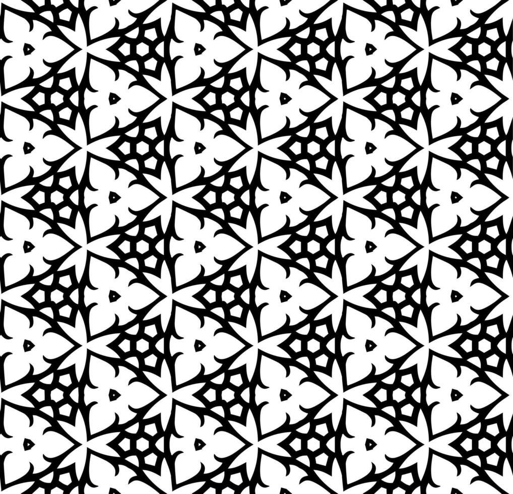 motif abstrait sans couture noir et blanc. arrière-plan et toile de fond. conception ornementale en niveaux de gris. ornements en mosaïque. illustration graphique vectorielle. vecteur