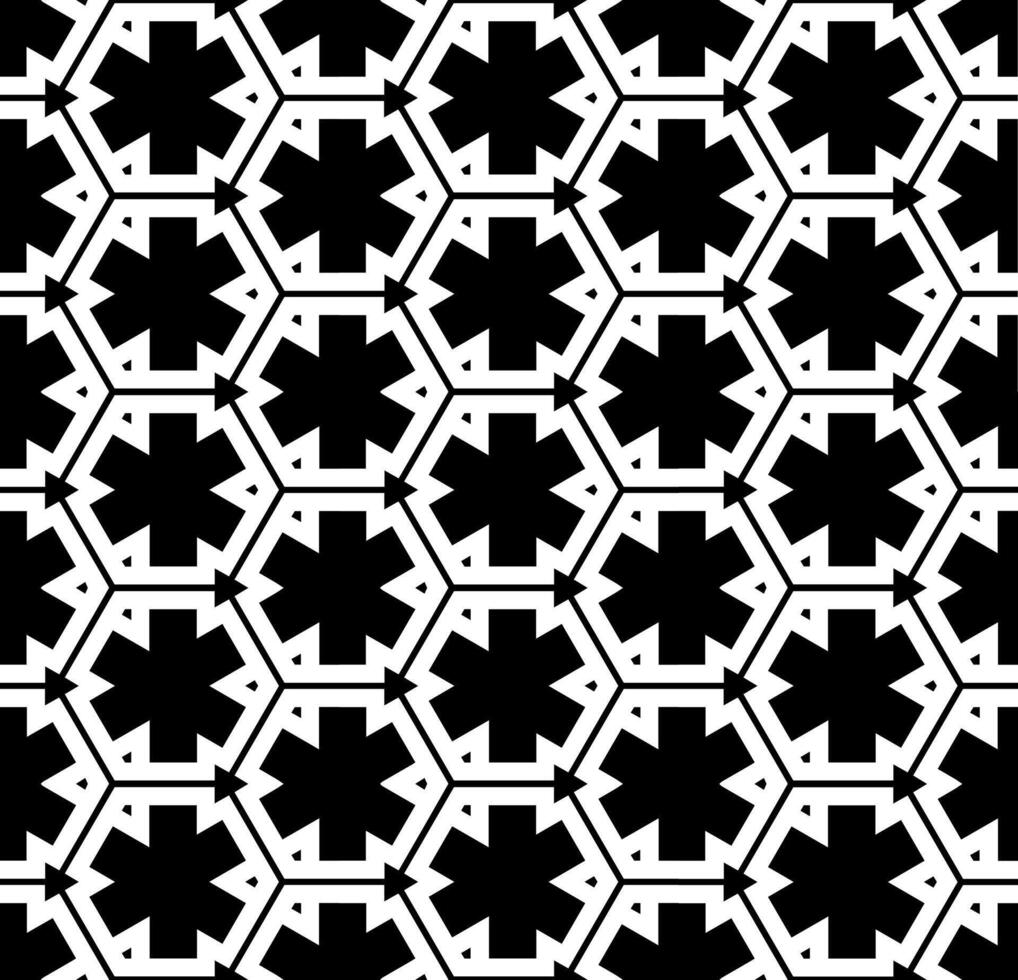 motif abstrait sans couture noir et blanc. arrière-plan et toile de fond. conception ornementale en niveaux de gris. ornements en mosaïque. illustration graphique vectorielle. vecteur