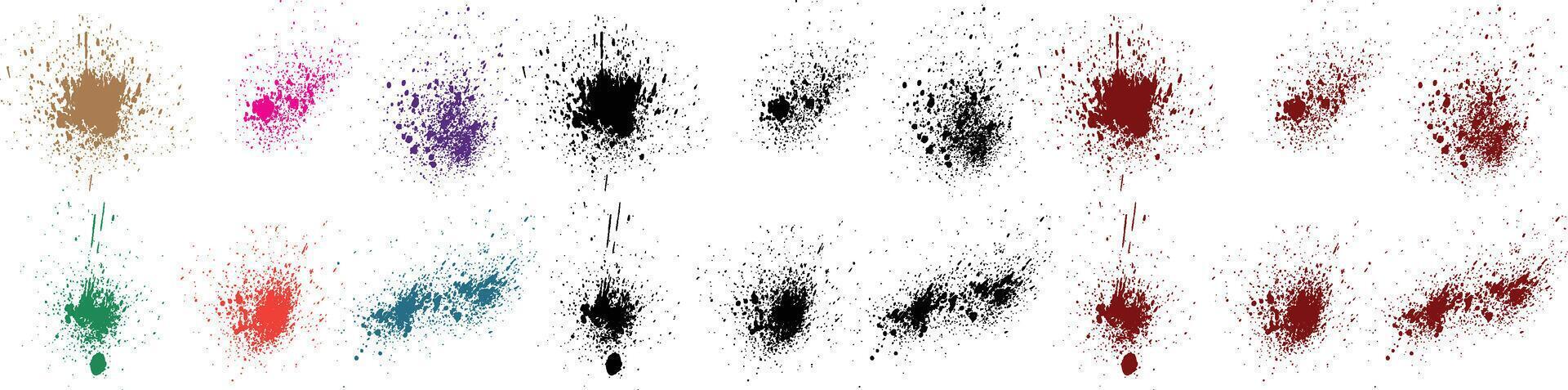 encre abstrait du sang éclabousser blé, violet, orange, rouge, vert, noir Couleur éclaboussure tache de sang texture peindre brosse accident vasculaire cérébral Contexte vecteur