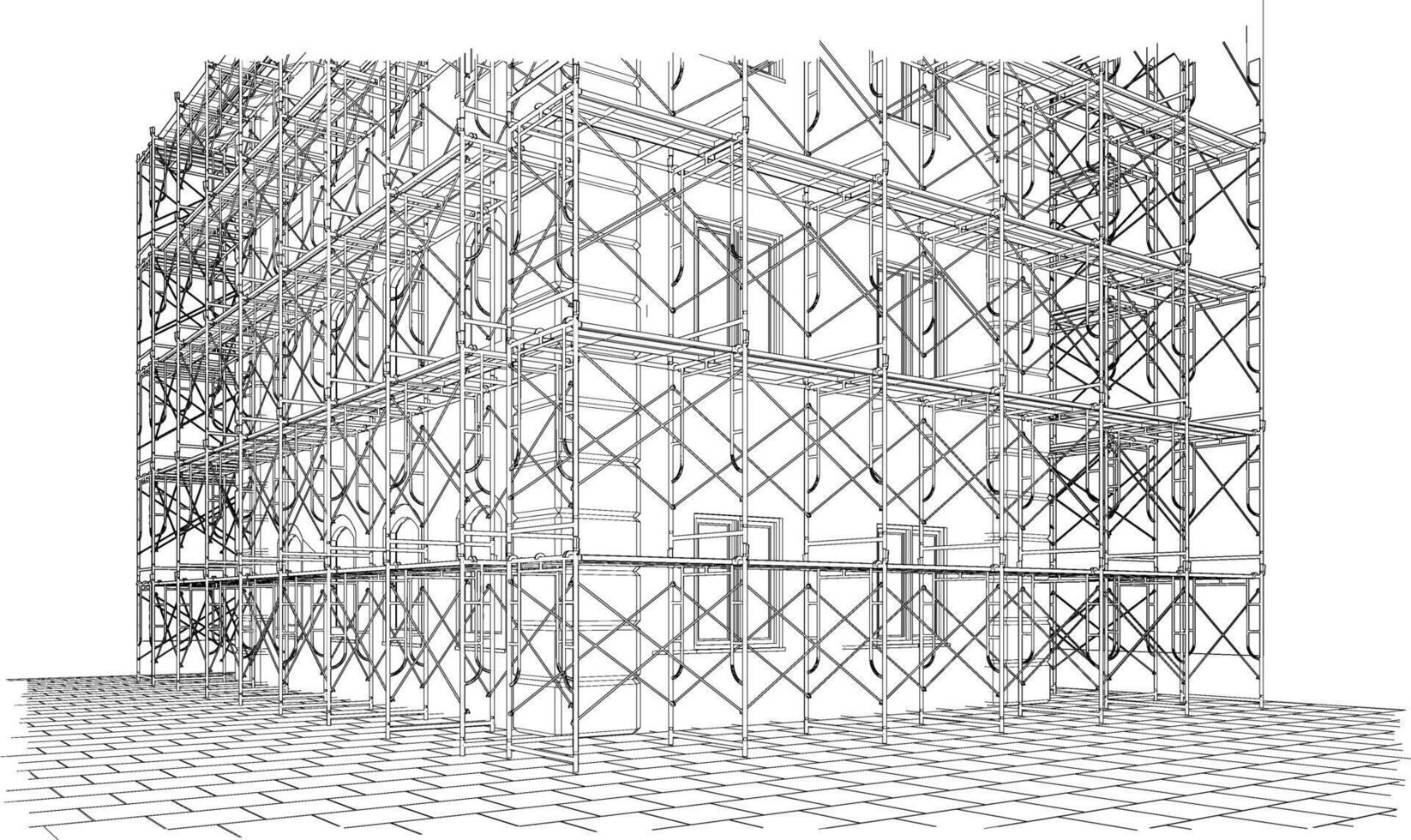 3d illustration de bâtiment et construction vecteur