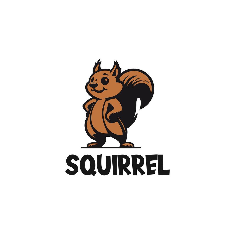 marron dessin animé écureuil logo avec audacieux police de caractères sur une blanc Contexte vecteur