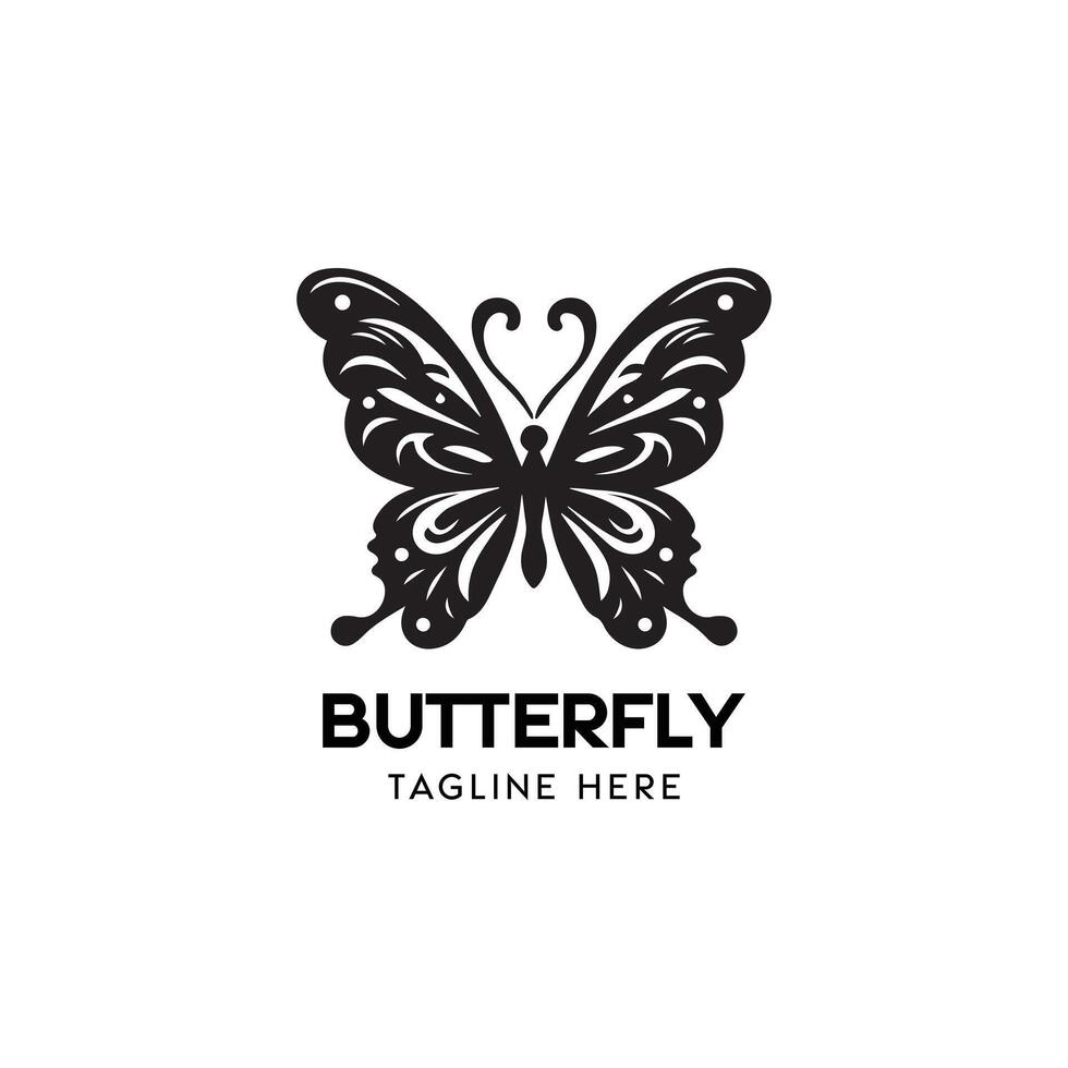 élégant noir et blanc papillon logo conception avec espace pour slogan vecteur