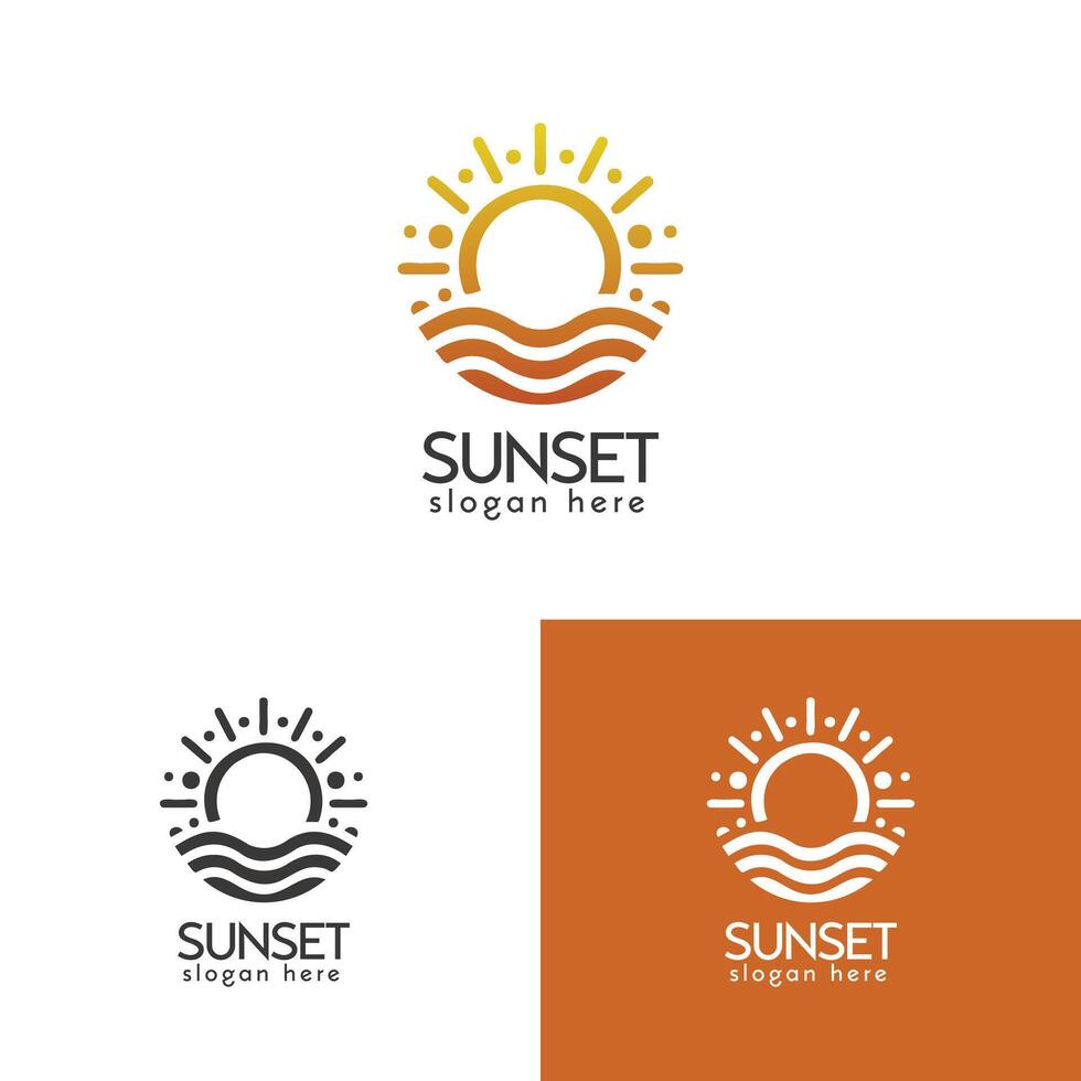 abstrait le coucher du soleil logo dessins dans Trois Couleur variations pour marque identité vecteur