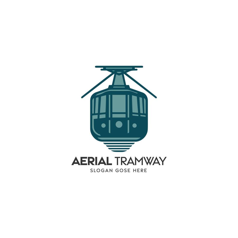 aérien tramway logo avec câble voiture contre blanc Contexte pour marque identité vecteur
