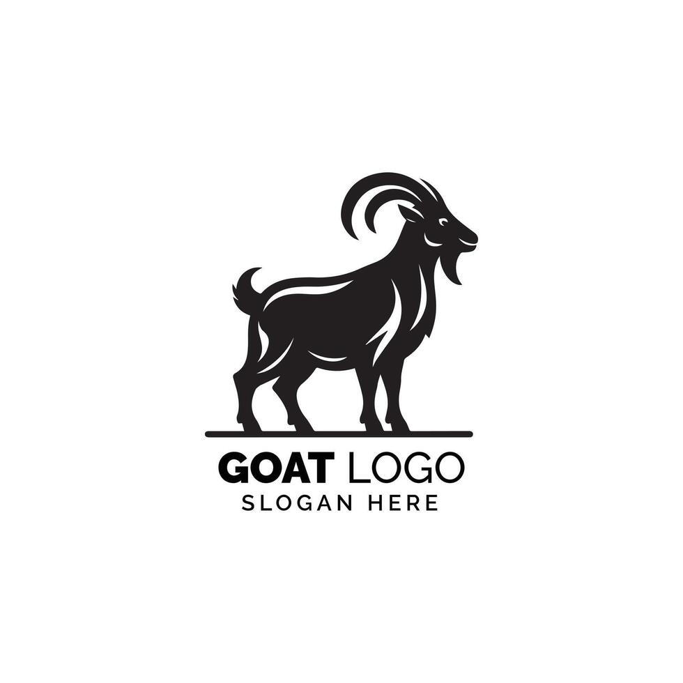 noir et blanc illustration de une stylisé chèvre pour une marque logo conception vecteur