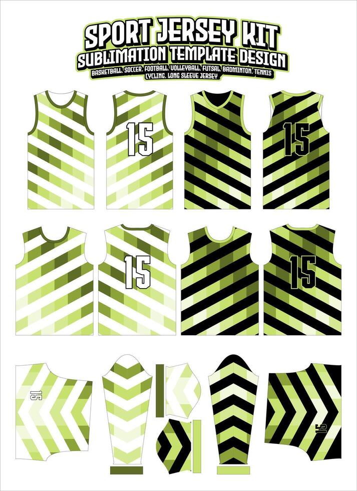 diagonale vert géométrique Jersey vêtements des sports porter sublimation modèle vecteur