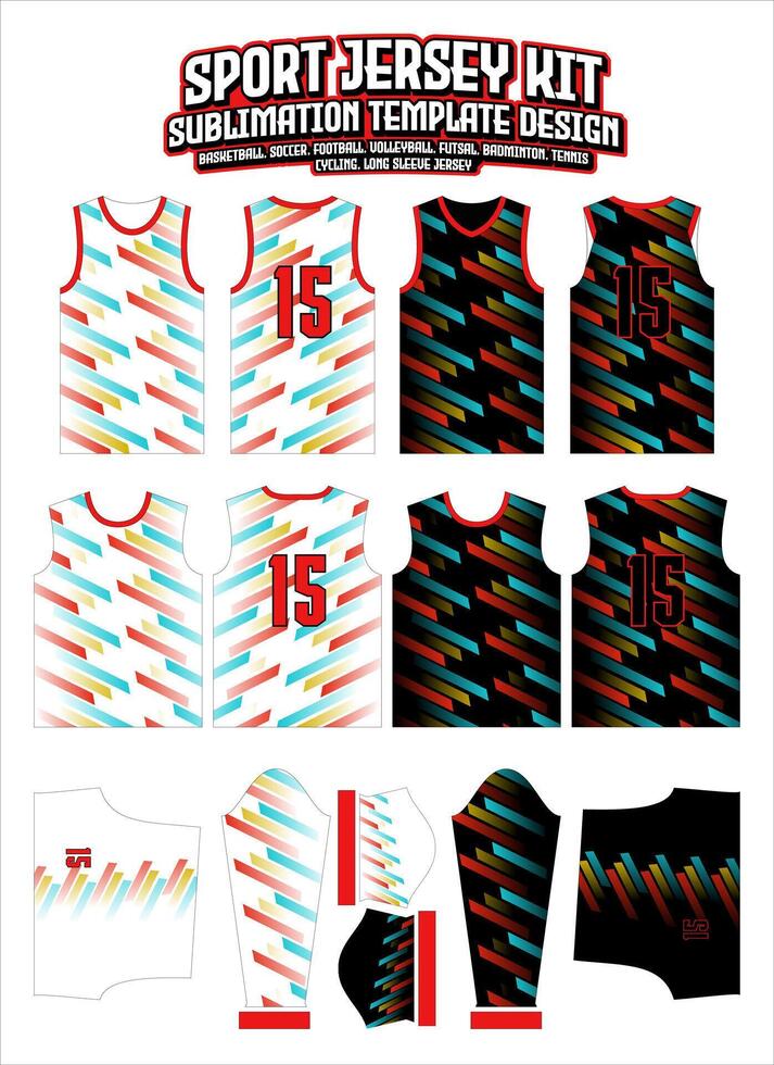 coloré rayures diagonale Jersey vêtements des sports porter sublimation modèle vecteur